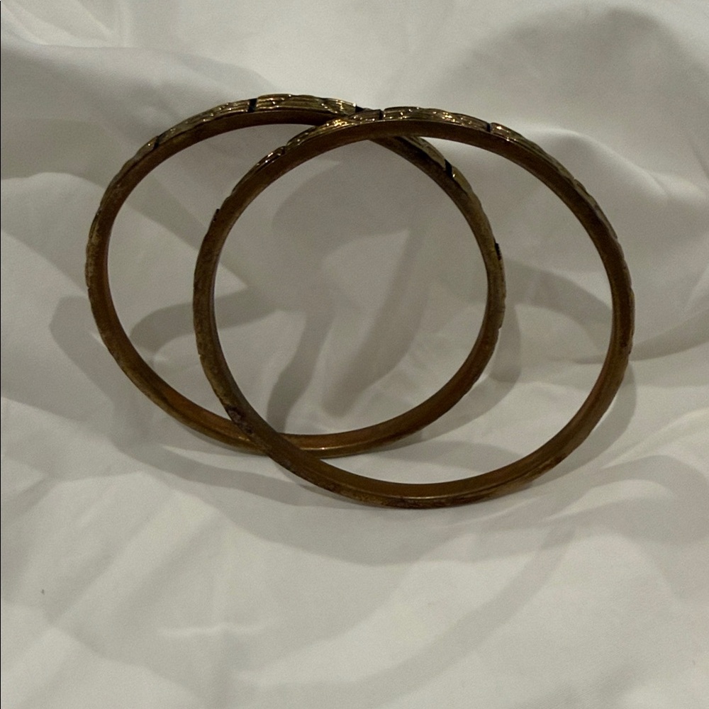 Gold Tone Textured Bangles